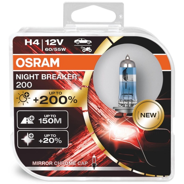 Set 2 Buc Bec Osram H4 12V 60/55W Night Breaker 200 P43t +200% 64193NB200-HCB